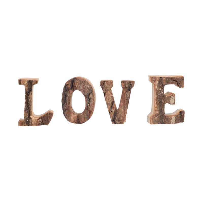 4Pcs Letters Wooden Blocks LOVE Shape Retro Free Standing Decorative