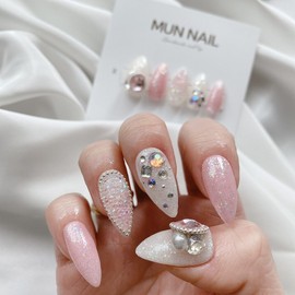 Pink dress nail tips - Long oval / 핑크드레스 네일팁 - 롱오벌