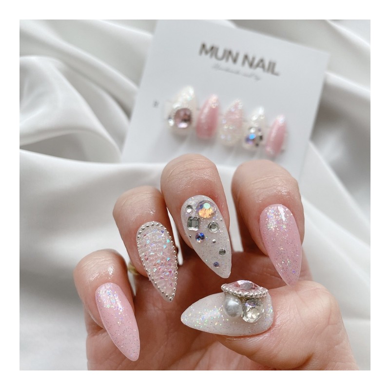 Pink dress nail tips - Long oval / 핑크드레스 네일팁