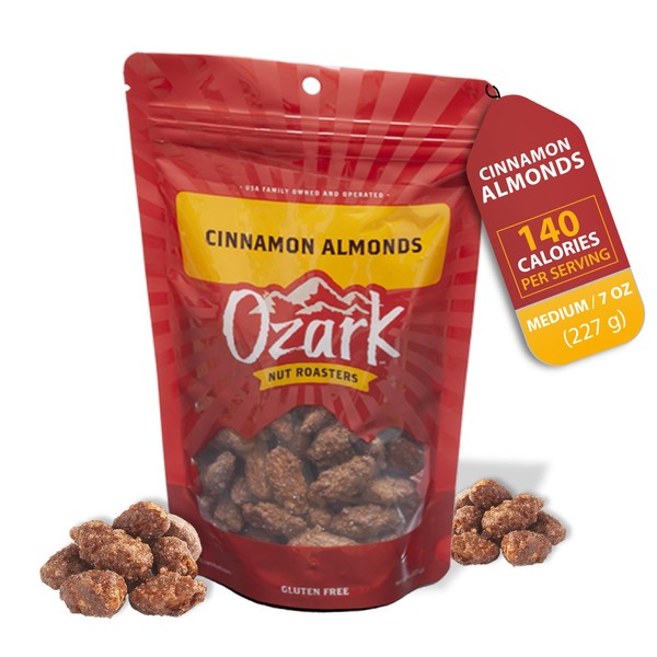 OZARK NUT ROASTERS, Cinnamon Almonds, Cinnamon-Flavored Snack Nuts, Roasted &
