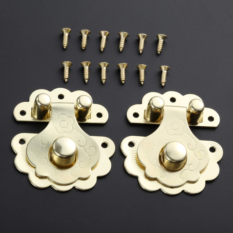 2 Pcs Box Latch Clasps with 12 Screws Flower Shape