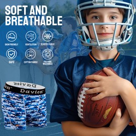 Davion Youth Boys Baseball Cup Underwear with Soft Protective Athletic Cup Compression Shorts for Baseball,Football, Lacrosse(Blue+White-L)