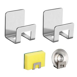 CaKoo Sponge Holder, 2 Pack Sponge Holder for Kitchen Sink, Easy to Install, Strong & Sturdy, Good Ventilation Performance to Keep The Sponge Dry. (Silver)