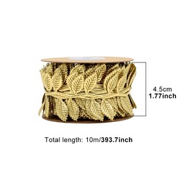 AUTUUCKEE 10M Gold Leaf Ribbon, Polyester, Natural/Foliage, Multiple Occasions, Festive, Gift Giving, Gold