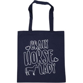 Hippowarehouse Crazy horse lady Tote Shopping Gym Beach Bag 42cm x38cm, 10 litres