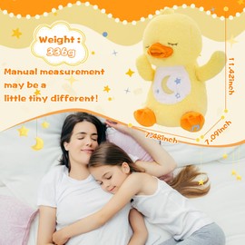 MIAODAM Breathing Stuffed Animal Duck Plush with Realistic Breathing Action and Lighted Music Perfect for Babies and Kids