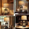 QiMH Table Lamp for Living Room, Farmhouse Lamps with USB