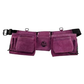 Graintex 11 Pocket Professional Suede Leather Tool Belt, Tool Bag Purple Color, 2” Leather/Webbing Belt, 2 Hammer Holders for Construction, Carpenter, Roofing, Drywallers, DIYers
