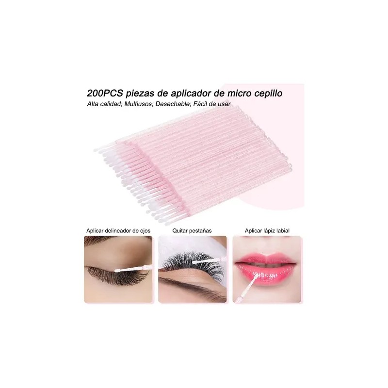Banna Kit Belleza Profesional: 200 Microbrush, 100 Cepillos Pestañas, 100