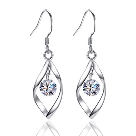 925 Sterling Silver Earrings Handmade Diamond Earrings,Linear Drop Statement Earrings for Women Girls (Revolving shape)