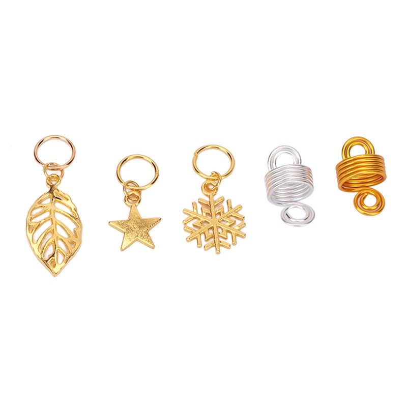206pcs Dreadlocks Hair Jewelry Rings DIY Alloy Metal Golden Silver