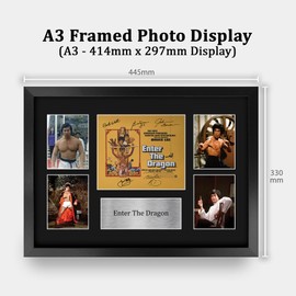 HWC Trading Enter the Dragon Geschenke Geducktes Signiertes Autogramm Präsentationsdisplay für Fans von Film Memorabilien - A3 Gerahmt