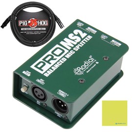 Radial Engineering ProMS2 Passive 2-way Microphone Splitter Bundle w/Pig Hog Mic Cable and Liquid Audio Polishing Cloth