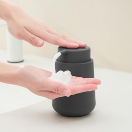 YAUKPH YAUKPH Matte Gray Foaming Hand Soap Dispenser Plastic 11 oz - Modern Minimalist Style for Bathroom & Kitchen Countertop Refillable