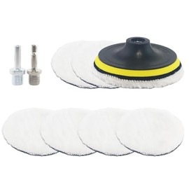 GIVIHGETI Polieraufsatz Set für Winkelschleifer, 125mm, 6 Stück Wolle Polierscheibe mit Klettverschluss, Polierpads mit Winkelgriff Für Bohrmaschine, Exzenterschleifer, Auto, Korkböden