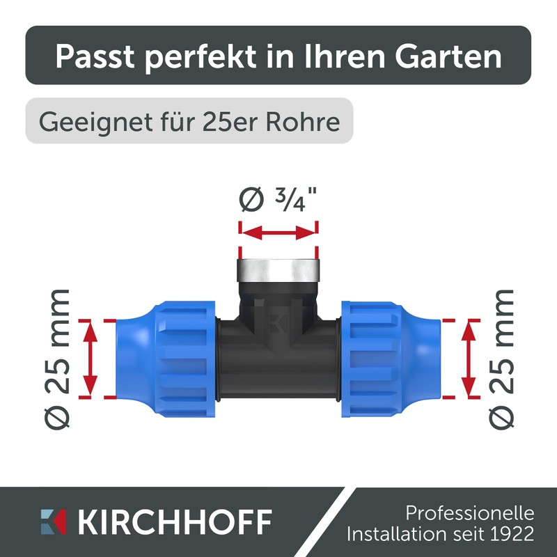 Kirchhoff T-transition piece with internal thread, plastic 3/4 inch x