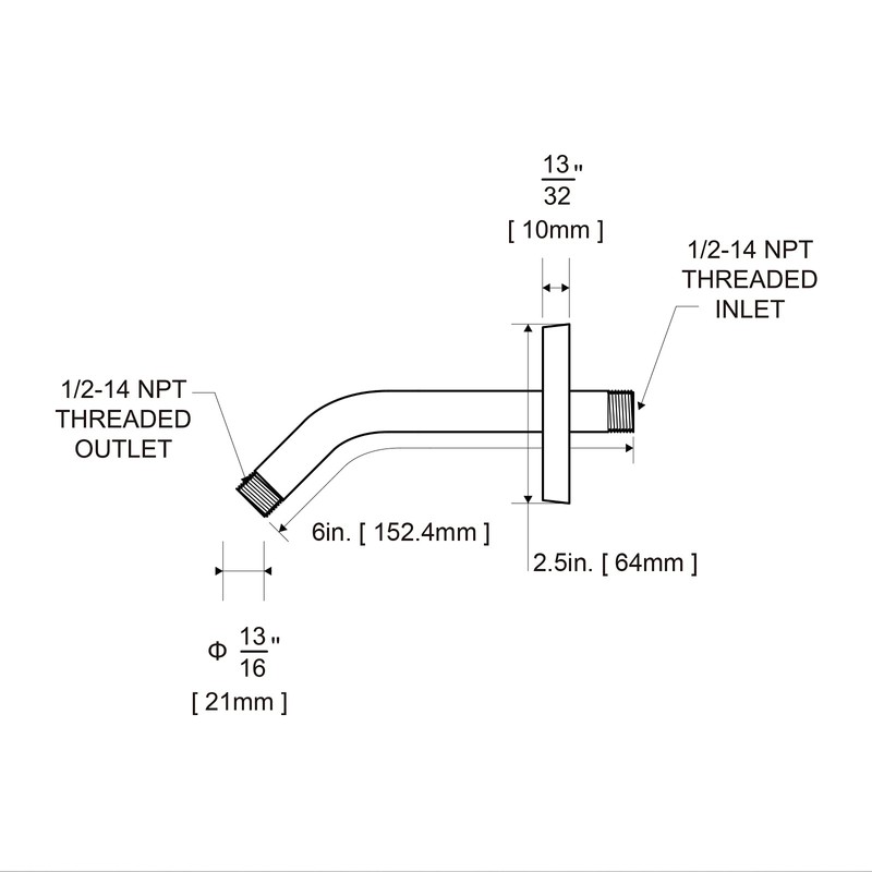 OFFO Shower Arm with Flange Universal Wall-Mounted Replacement Shower Arm