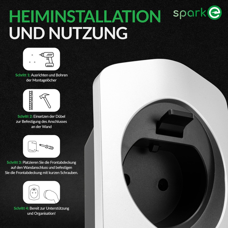 Spark-e Type 2 Charging Cable Holder, Secure Wallbox Cable Holder