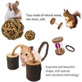 Guinea Pigs Toys, 8 Pack Rabbit Toys Set Natural Wooden Hamster Toys for Teeth Care, Best Choose for Rabbit Guinea Pig Rat Bunny Chinchillas Gerbils Chew