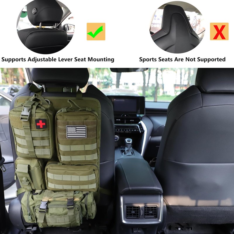 tactical car seat back organizer and storage truck seat covers