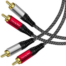 Yeung Qee RCA Cable 1.5 ft, 2RCA Male to 2RCA Male Audio Stereo Subwoofer Cable Nylon-Braided Auxiliary Audio Cord for Home Theater, HDTV, Amplifiers, Hi-Fi Systems,Speakers (1.5FT/0.5M)