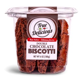 True Delicious DOUBLE CHOCOLATE BISCOTTI, Fine Italian cookies, baked twice (4 boxes of 6oz each)