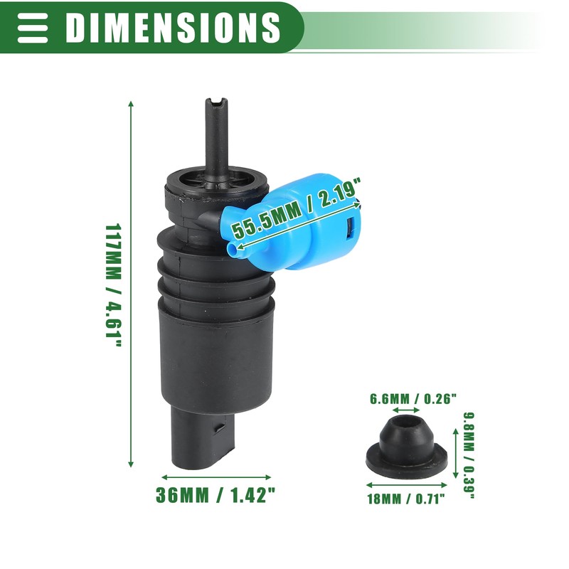 QUARKZMAN Washer Pumps for Jeep Plastic No. 8260A059 Black