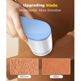 Fabric Shaver, Lint Remover for Clothes, Effectively and Quickly Remove Pills, Sweater Shaver with Stainless Steel 3-Leaf Blades and Safety Lock Protection.(Blue & White)