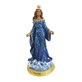 Santo Orisha Yemaya Sculpture Orisha Statue Yemaya Estatua Santeria Sculpture (8 Inches), Blue, White, Gold
