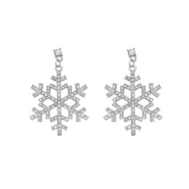 Snowflake Earring for Women Cubic Zirconia Sliver Snowflake Earring Clear Acrylic Winter Earrings Snowflake Pom Pom Earrings Christmas Jewelry Gifts for Women (sliver)