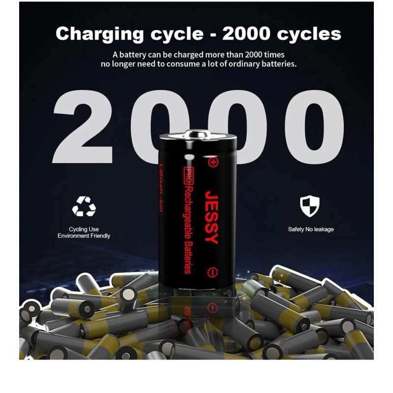 JESSY 16 Pack CR123A Lithium Batteries, 3.7V Rechargeable Batteries for