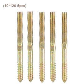 5 pcs Dowel Screw M10 Double Ended Iron Screw Zinc Plating Self-Tapping Thread Screw Wood to Wood Dowel Screw Connecting Wood (M10×120mm)