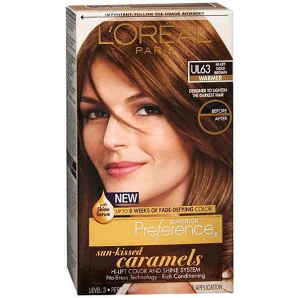 L'Oreal Superior Preference Preference Sun-Kissed Caramels, UL63 Hi-Lift Gold Brown 1 ea (Pack of 4)