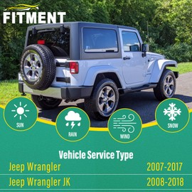 15" 15" 13" Windshield Wiper Blades Replacement for Jeep Wrangler 2007-2017 / Jeep Wrangler JK 2008-2018 Premium All Weather Front Rear Wipers Set - OEM Quality (Pack of 3)