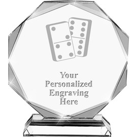 Dominoes Crystal Awards, 6.75" Custom Dominoes Game Award with Engraving Included Prime