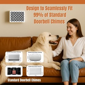 GCDS Home Doorbell Chime Cover Box Only, Aesthetic Wooden Door Bell Chime Box Design Cover for Home Upgrades, Easy Install Decorative Doorbell Cover Box Only, Universal Fit Door Bell Cover, White