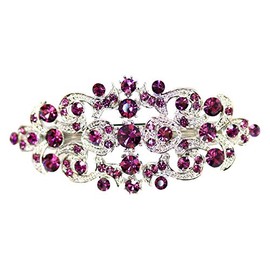 Faship Gorgeous Purple Crystal Floral Hair Barrette