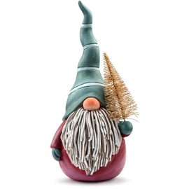 The Bridge Collection 9" Rustic Holiday Gnome Figurine - Christmas Decor - Home for The Holidays - Gold Tree with Gnome Figurine - Winter Gnome Figure