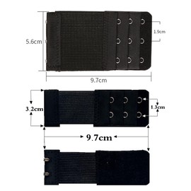 Jiujiutu 6-Piece Bra Extensions Extension Bra Extension 2 Hooks 3 Hooks Bra Closure Hook Women's Bra Extender Extender, black