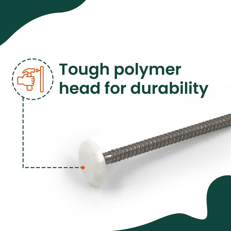 25 x Large White 50mm UPVC Poly Top Pins Nails