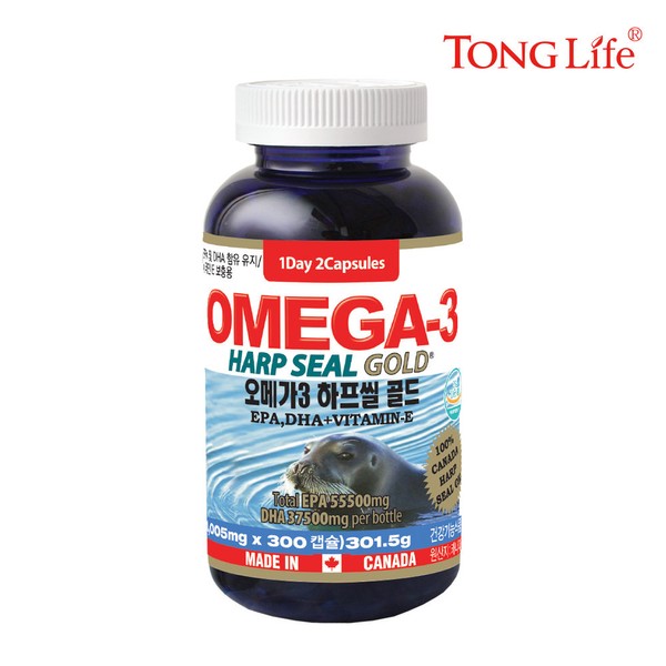 1 bottle of Tonglife Canada Omega3 Half Seal Gold 300 capsules (1005mgx300 capsules - 5 months&#39; supply) / 통라이프  캐나다 오메가3 하프씰 골드 300캡슐(1005mgx300캡슐-5개월분) 1병