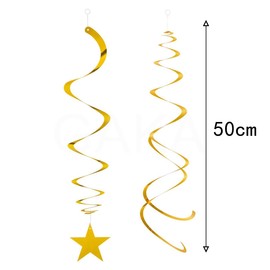 GAKA FAVOR Pack of 30 Swirl Decoration Gold Star Spirals Garland Foil Ceiling Hanger Star Double Spiral Decoration for Birthday, Wedding, New Year's Eve or Carnival Party Decoration