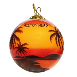 Art Studio Company Hand Painted Glass Christmas Ornament - Sunset Palms Hilton Head