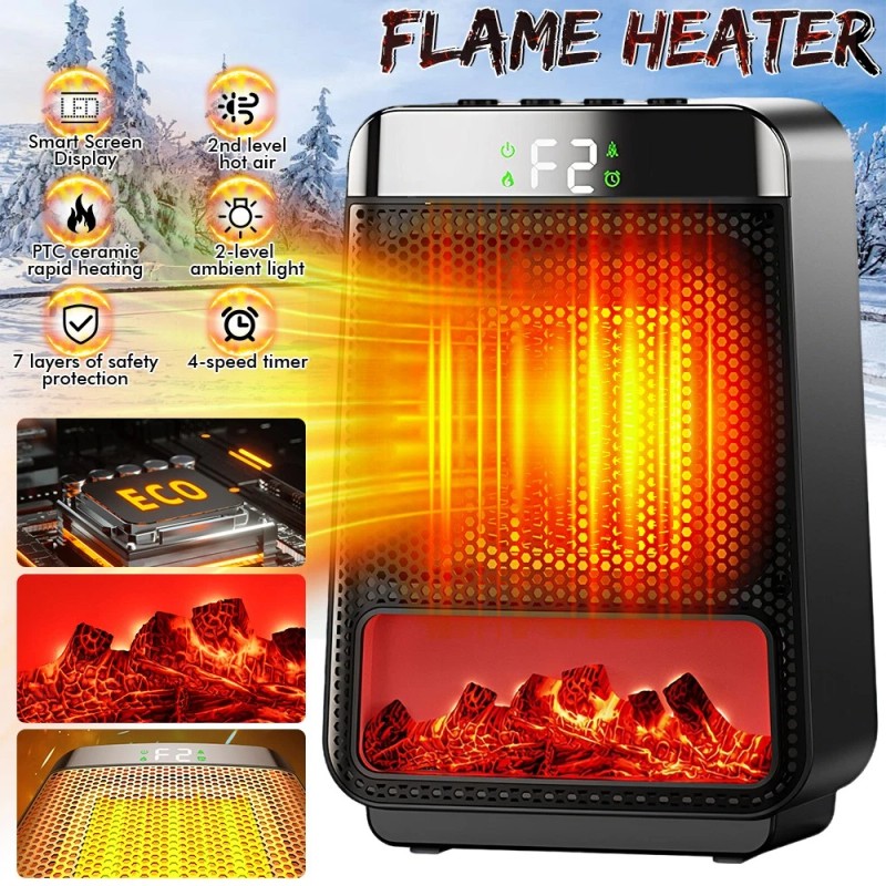 Portable Space Heater for Indoor Electric Flame Heaters PTC Fast