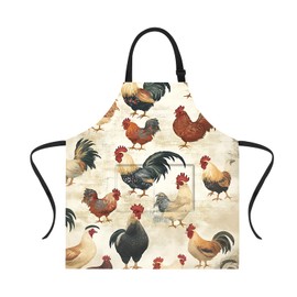 ANNA QUEEN Rooster Apron for Women Men with Pockets, Adjustable Kitchen Chef Aprons for Cooking BBQ Apron Waterproof