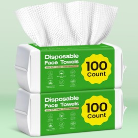Elvira 200 Count Disposable Face Towels, Biodegradable Facial Cleansing Towels, Ultra Soft & Thick Cloth for Sensitive Skin, Makeup Remover Dry Wipes, Lint-Free Towelettes for Cleansing