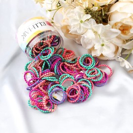 ELIHAIR Kids Baby Hair Ties for Girls Ponytail Holder Hair Elastics Bands 3cm for Child Toddler Curly Hair(200pcs Kids Chili Drama)