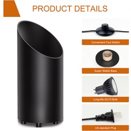 Unirence Spot Lights Indoor Uplights 8W Floor Can Uplighting Indoor with 3000K GU10 Bulb Desktop Corner Accent Lighting for Home Plant Picture Living Room with 5.9 FT Plug Cord and Foot Switch(2Pack)