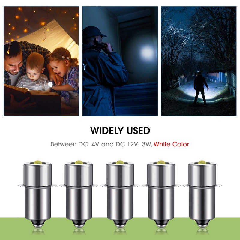 Honoson 5 Pieces LED Bulb 3W DC 4-12V Flashlight Bulbs