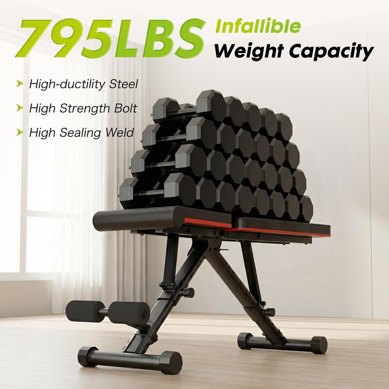 OLIXIS Adjustable Weight Bench for Full Body Strength Training, Foldable